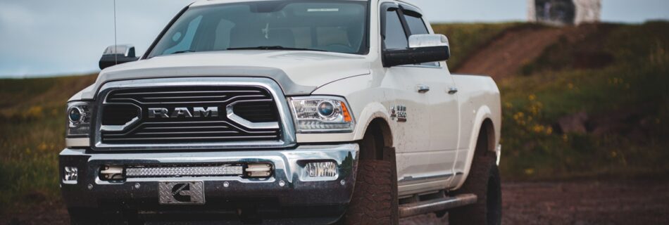 White Ram Diesel Truck on the road