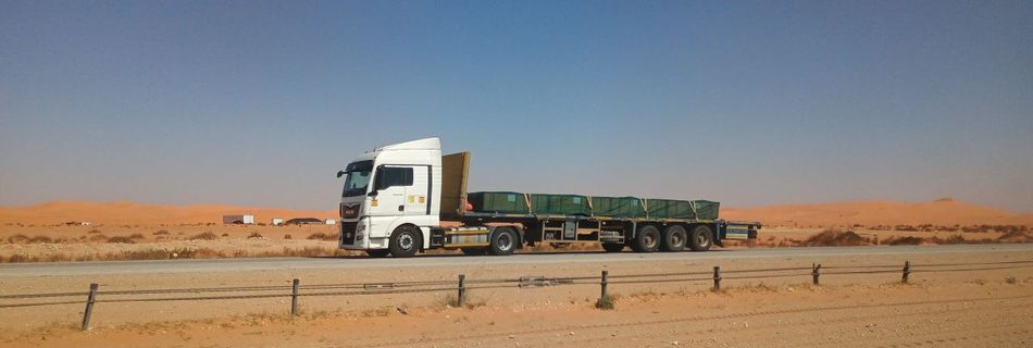 Flatbed truck on the road